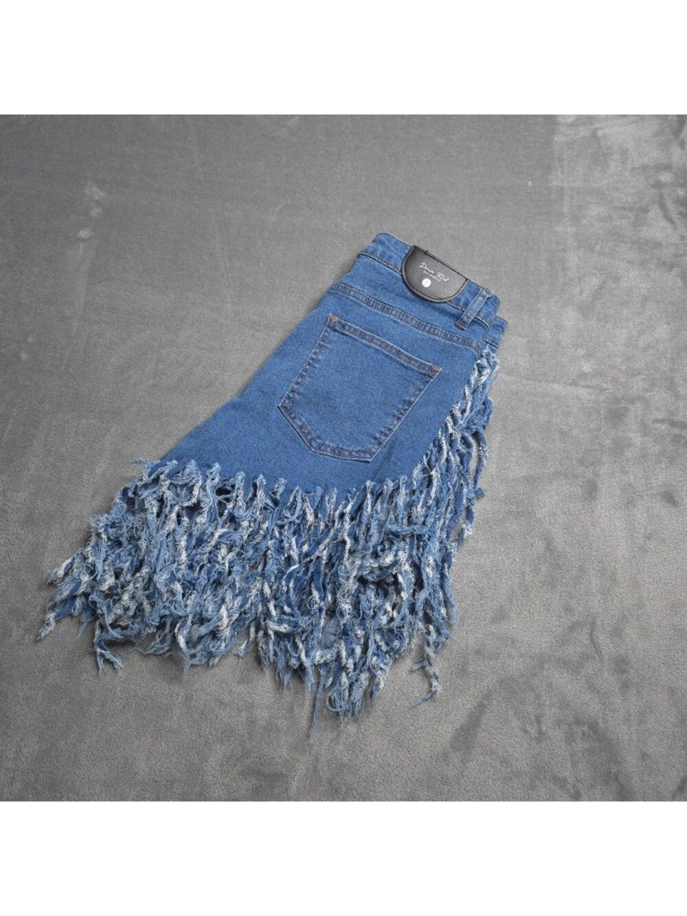 Denim Blvd Womens Fringe Jean Shorts 28 High Rise Medium Wash